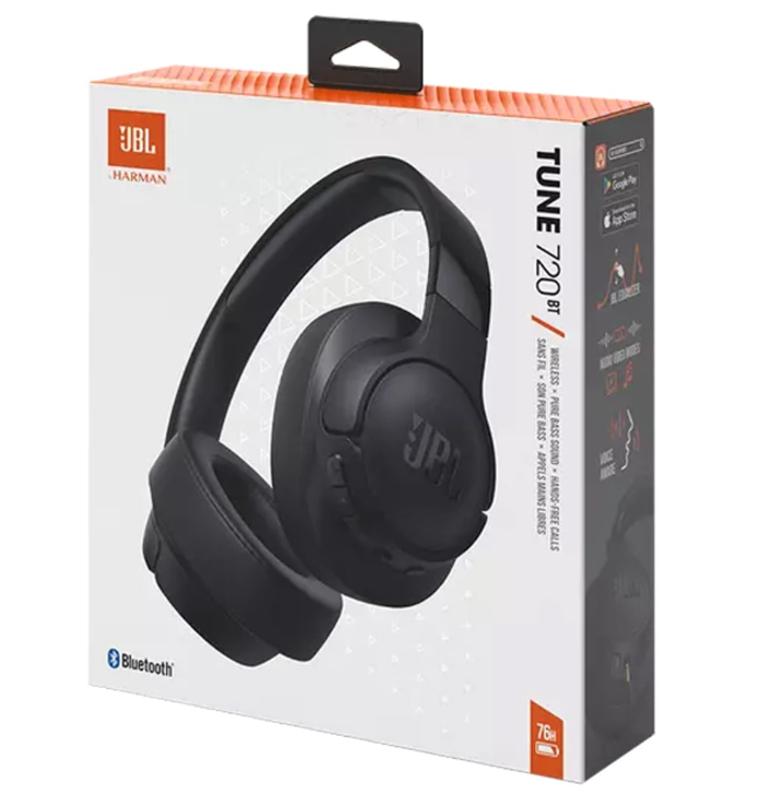 JBL Tune 720BT Wireless Over-Ear Headphones with Mic, Black – T720BLK