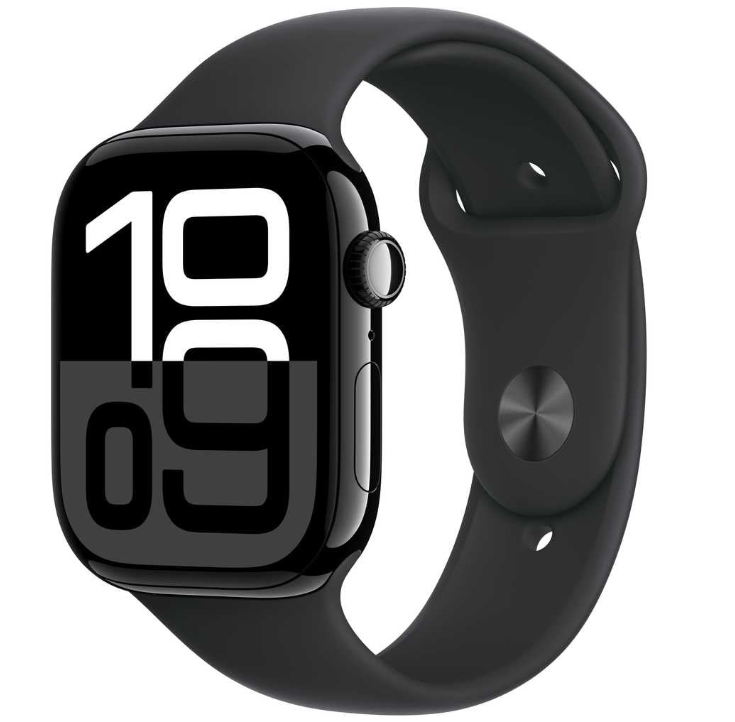 Apple Watch Series 10 GPS 42mm Jet Black Aluminum Case with Black Sport Band – M/L