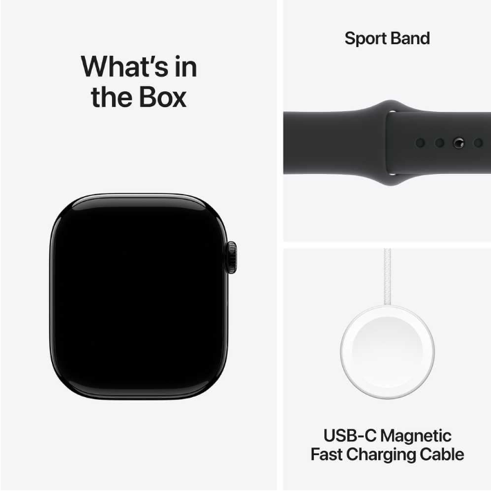Apple Watch Series 10 GPS 42mm Jet Black Aluminum Case with Black Sport Band – M/L