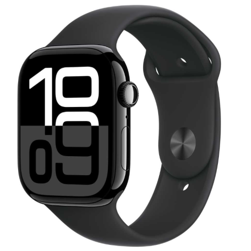 Apple Watch Series 10 GPS 42mm Jet Black Aluminum Case with Black Sport Band – M/L