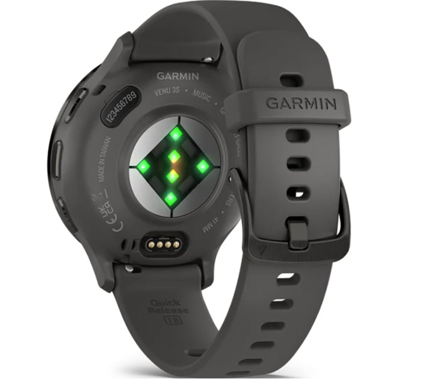 Garmin 010-02785-00 Venu 3s Smartwatch Slate Stainless Steel Bezel With Pebble Gray Case And Silicone Band