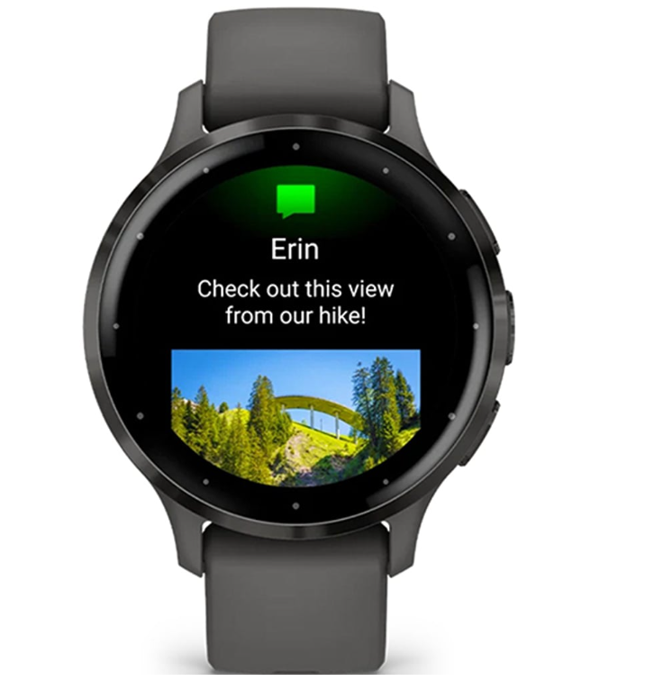 Garmin 010-02785-00 Venu 3s Smartwatch Slate Stainless Steel Bezel With Pebble Gray Case And Silicone Band